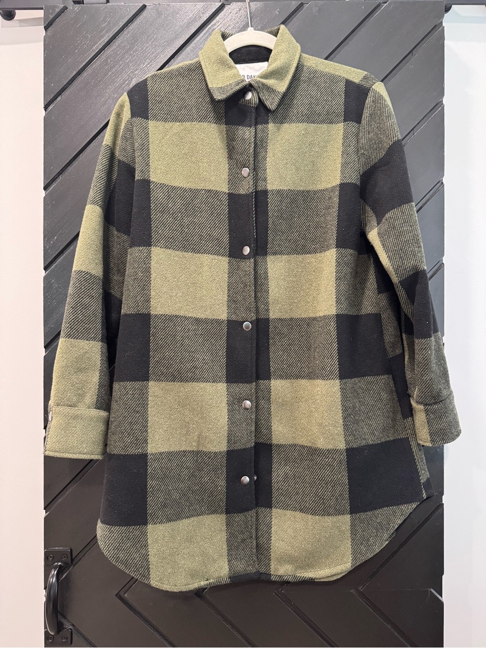 Olive Green & Black Buffalo Plaid Button Shacket by BB Dakota